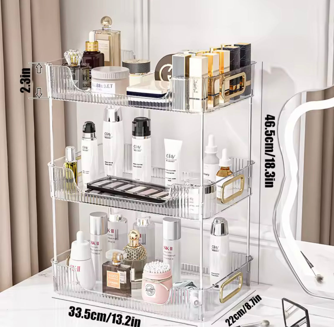Acrylic Bathroom Organizer Shelf, Transparent Desktop Storage Organizer, Large Capacity Makeup Storage Rack Acrylic Bathroom Organizer Shelf, Transparent Desktop Storage Organizer, Large Capacity Makeup Storage Rack